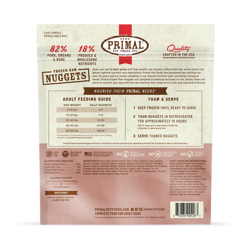 Primal Pet Foods Primal Frozen Raw Nuggets Pork Recipe