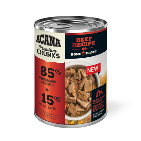 ACANA Beef Recipe in Bone Broth Premium Chunks Wet Dog Food (12.8 Oz Case)