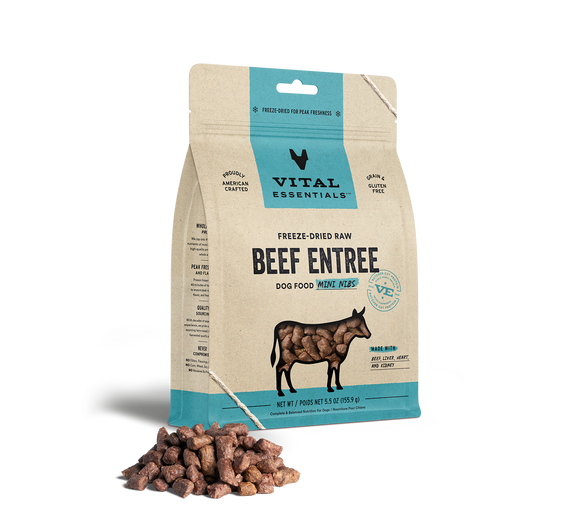 Vital Essentials Freeze-Dried Raw Beef Entrée Mini Nibs Dog Food