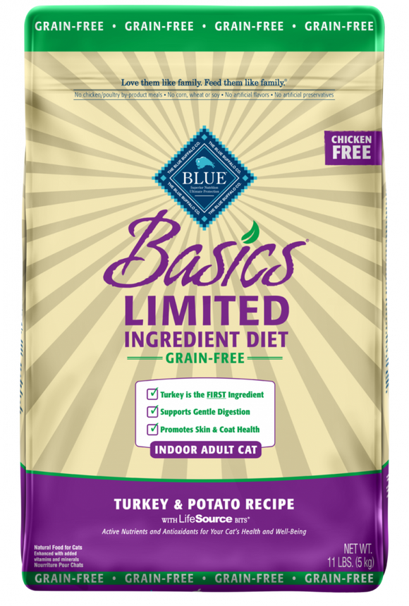 Blue Buffalo Basics Grain Free Adult Indoor Turkey & Potato Recipe Dry Cat Food