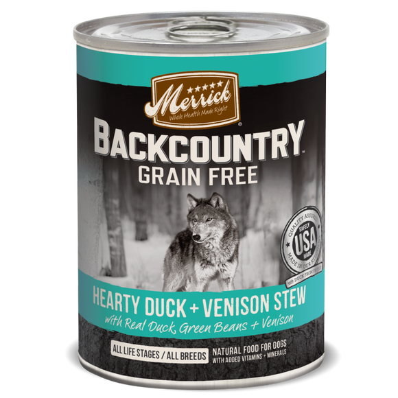 Merrick Backcountry Grain Free Hearty Duck and Venison Stew Canned Dog Food
