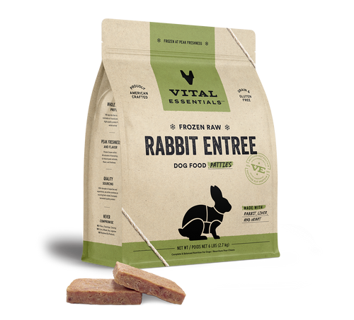 Vital Essentials Frozen Raw Rabbit Entrée Dog Food Patties (6 Lb)
