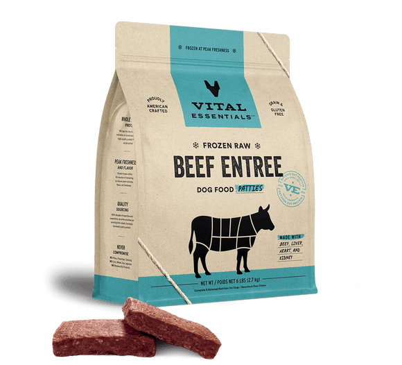 Vital Essentials Frozen Raw Beef Entree Dog Food Patties (6 Lb)