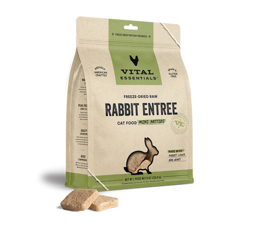 Vital Essentials Rabbit Freeze-Dried Raw Entrée Cat Food Mini Patties